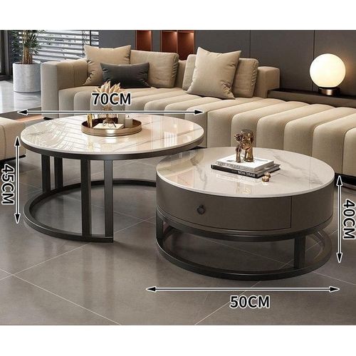 2 In 1 Real Marble With Drawer Center Table