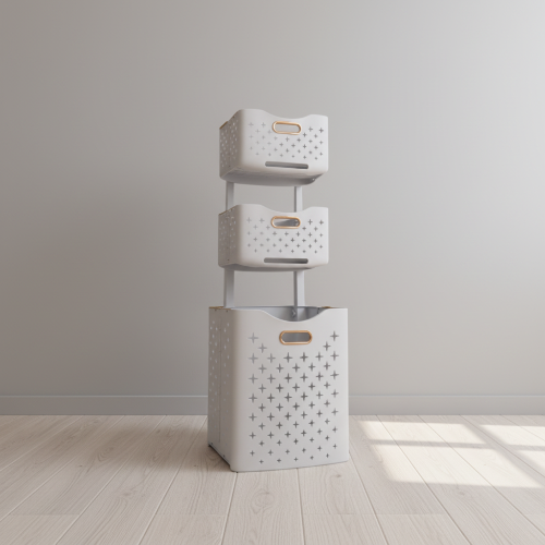 3-Tier Plastic Storage Basket Organizer with Handles (White) @HOG - Home, Office, Garden, Online Marketplace