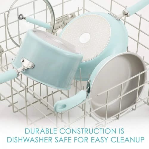Rachael Ray Enameled Cookware Set - Light Blue Shimmer - 13-Piece