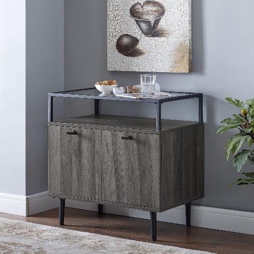 Walker Edison Modern Glass Top 2-door Side Table - Slate Grey. Home Office Garden | HOG-HomeOfficeGarden | online marketplace