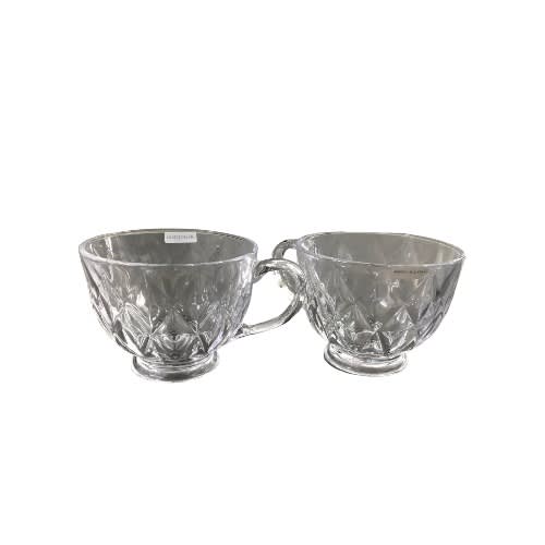 Godinger Diamond Patterned Set of 4 Crystal Coffee Mugs - 13.5oz - 399ml