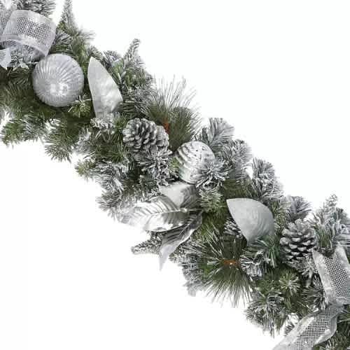 9ft Pre-lit Garland with Plug in Lights - Silver