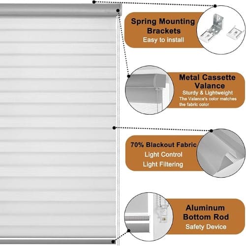 Linkcoo Zebra Blinds Roller Shades for Windows - (Width 21", Max Drop Height 72")