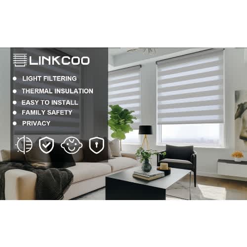 Linkcoo Zebra Blinds Roller Shades for Windows - (Width 21", Max Drop Height 72")