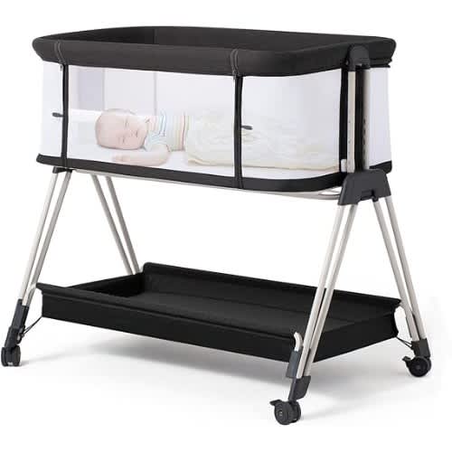 Fodoss Baby Bassinet Bedside Sleeper with Wheels and Storage Tray
