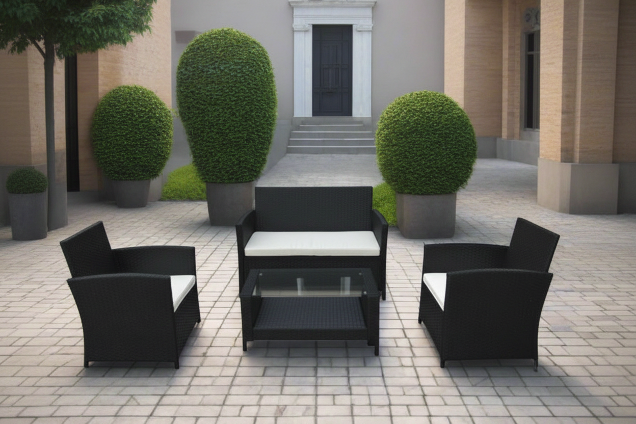 Homall 4 Awọn nkan ita gbangba Patio Rattan Alaga Wicker Ṣeto