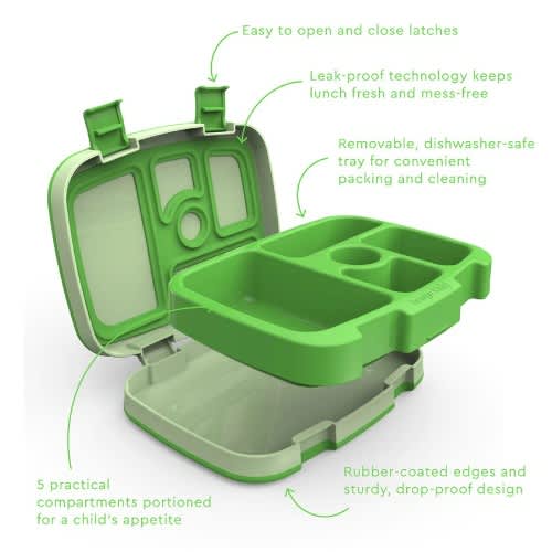 5 Compartment Kid's Lunch Box - Green. Home Office Garden | HOG-HomeOfficeGarden | online marketplace