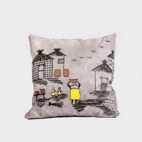 African Warli Throw Pillow (Cover + Insert) @HOG - Home, Office, Garden, Online Marketplace