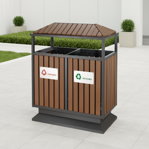 Anti-Rust Outdoor Dual-Compartment Waste Bin @HOG - Home, Office, Garden, Online Marketplace