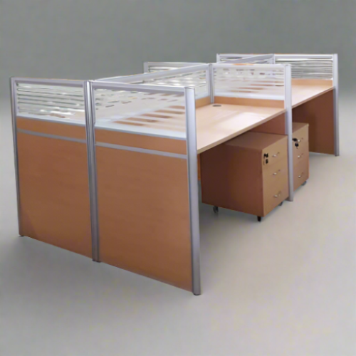 Brown Workstation for 4 Persons @HOG - Home Office Garden Online Marketplace