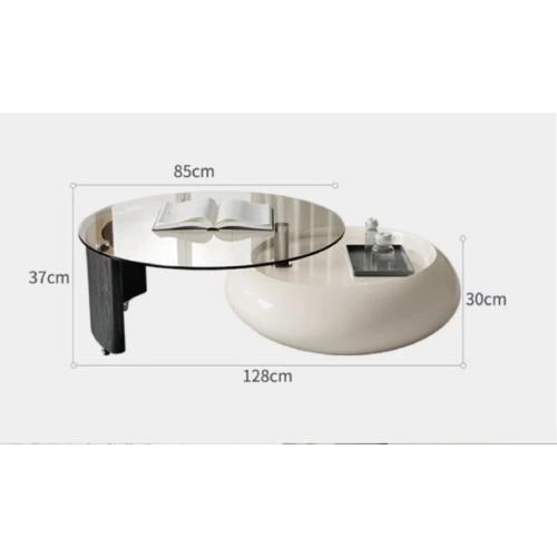Contemporary Swivel Round Glass Cocktail Table with Casters @HOG - Home Office Garden Online Marketplace