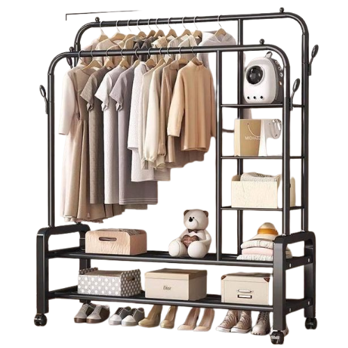 Double Pole Quality Heavy Duty Clothes Rack Metal Hanger 68kg @HOG - Home, Office, Garden, Online Marketplace