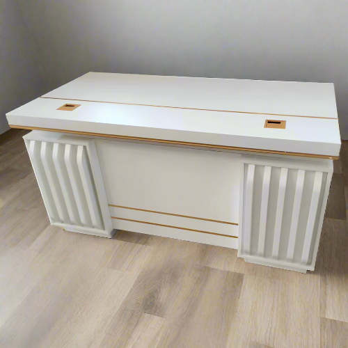 Executive White Office Desk with Gold Accents @HOG - Home Office Garden Online Marketplace