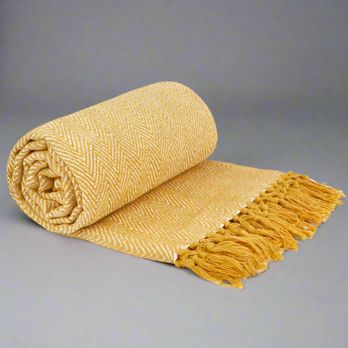 Lifestyle by Emma Barclay Herringbone Throw 127x152 – Ochre @HOG - Home Office Garden Online Marketplace