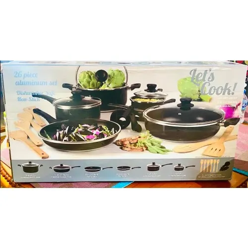Linsan 26- Piece Aluminum Cookware Set Dishwasher Safe & Non-stick @HOG - Home Office Garden Online Marketplace