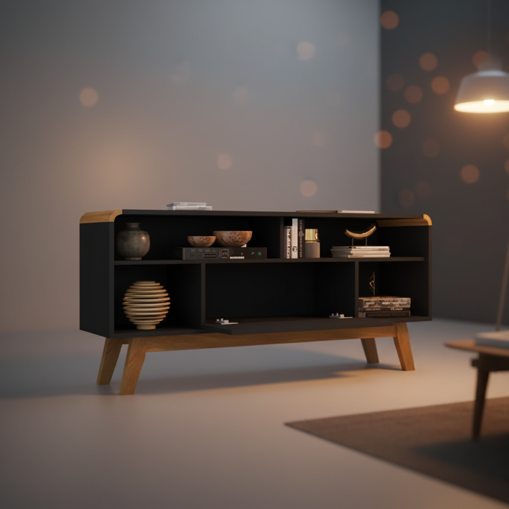 Maxi Lazuli TV Stand 136CM (Black Matte) @HOG - Home Office Garden Online Marketplace
