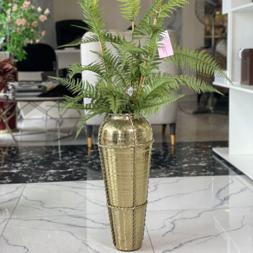 Metallic Gold Vase with Artificial Fern Arrangement. @HOG - Home, Office, Garden, Online Marketplace