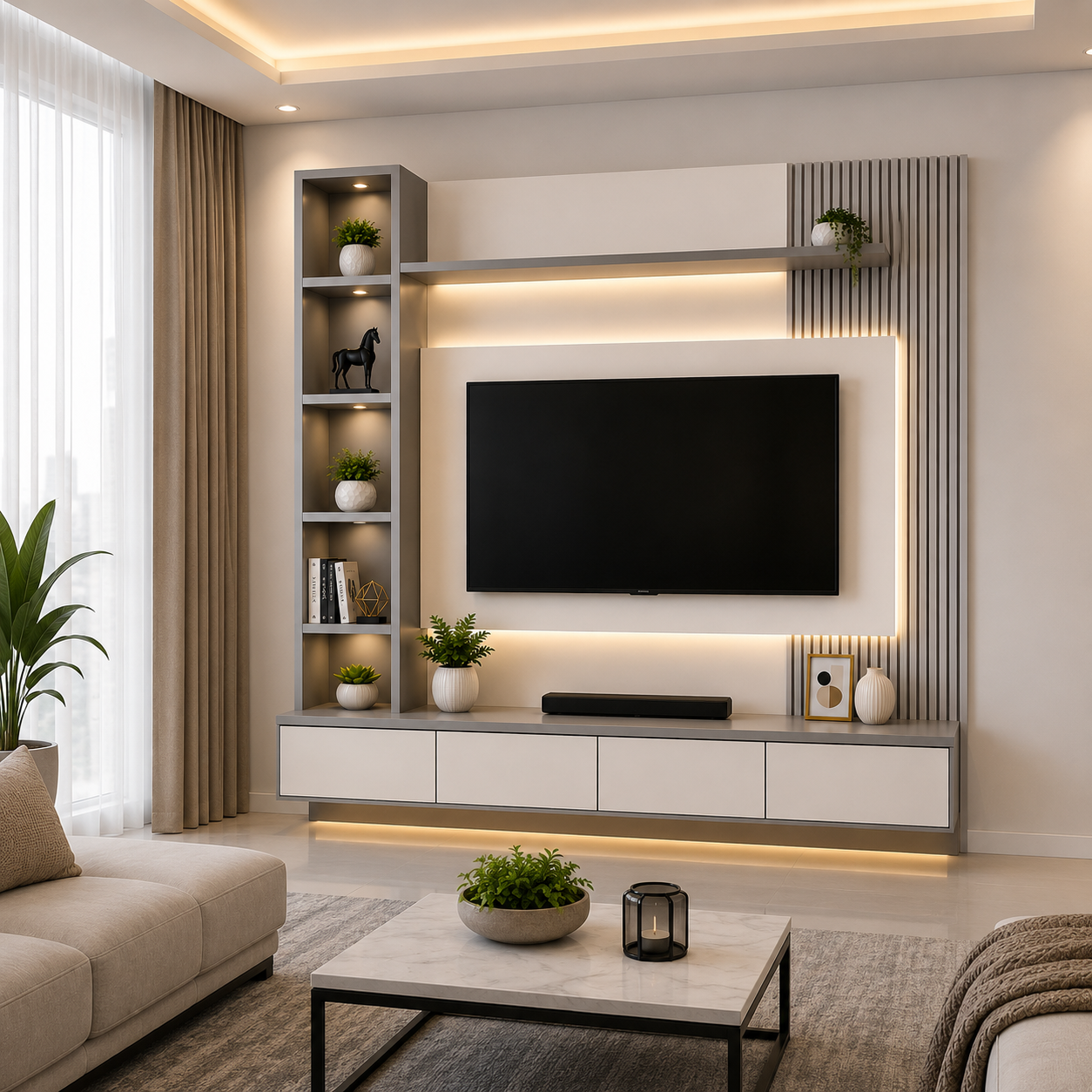Minimalist modern TV unit design