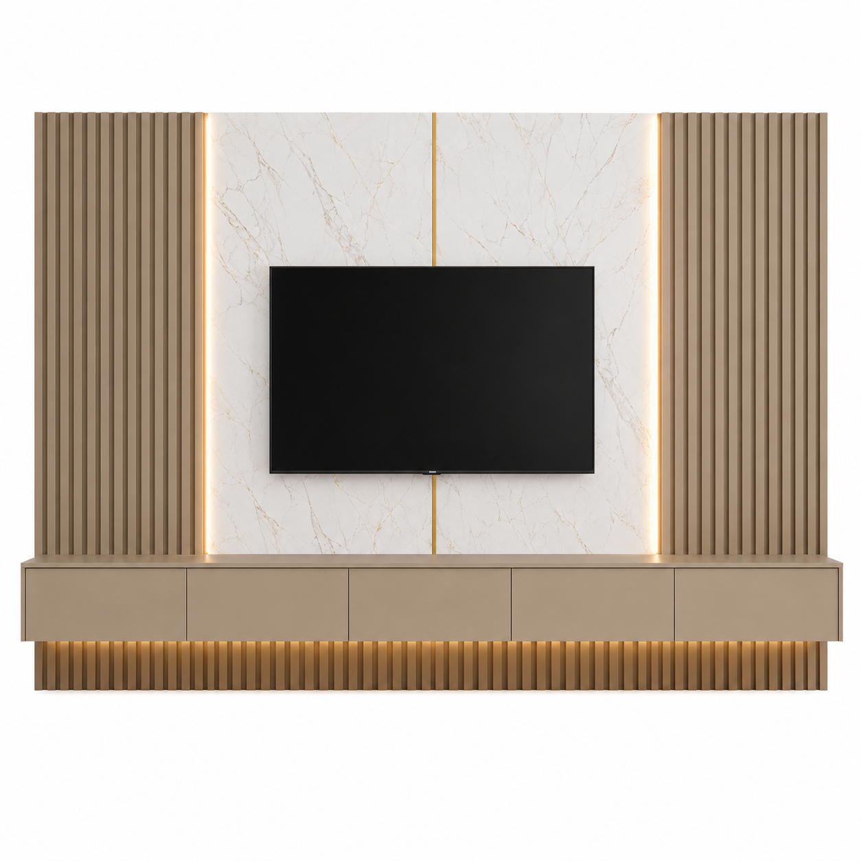 Minimalist modern TV unit flute panel wall