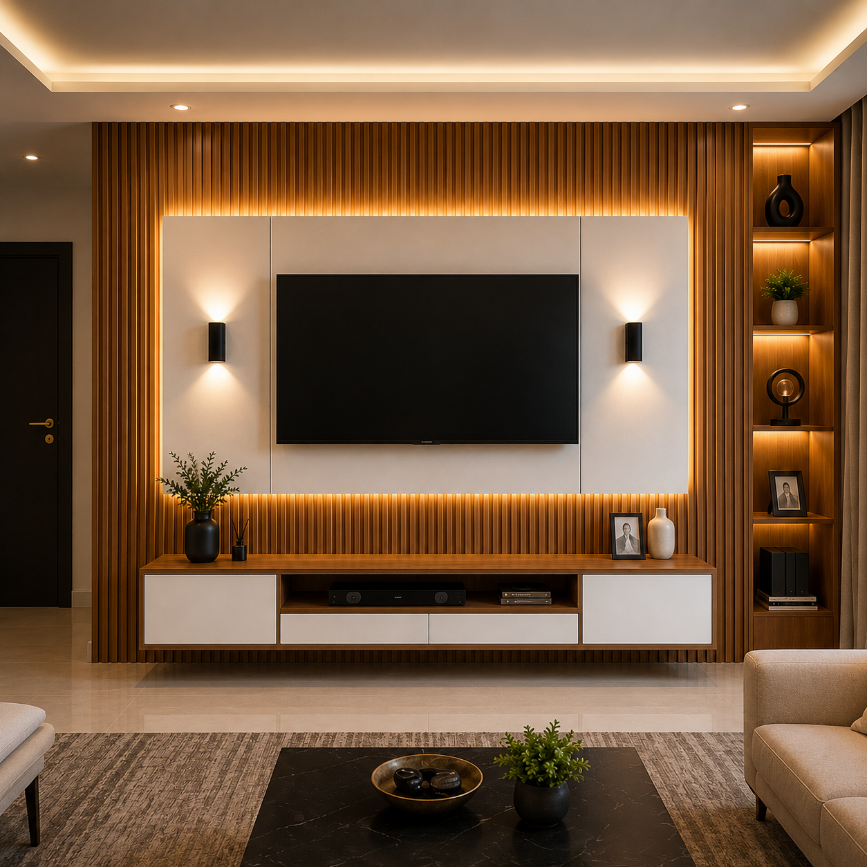 Modern TV wall with sleek cabinetry