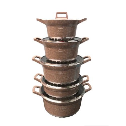 Dessini Regina Marble Non Stick Cookware Set - Brown -10pcs. Home Office Garden | HOG-HomeOfficeGarden | online marketplace