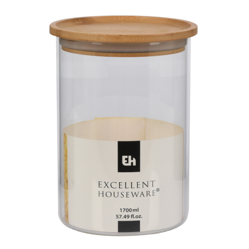 Excellent Houseware 1700ml Glass Storage Jar With Bamboo Lid. Home Office Garden | HOG-HomeOfficeGarden | online marketplace