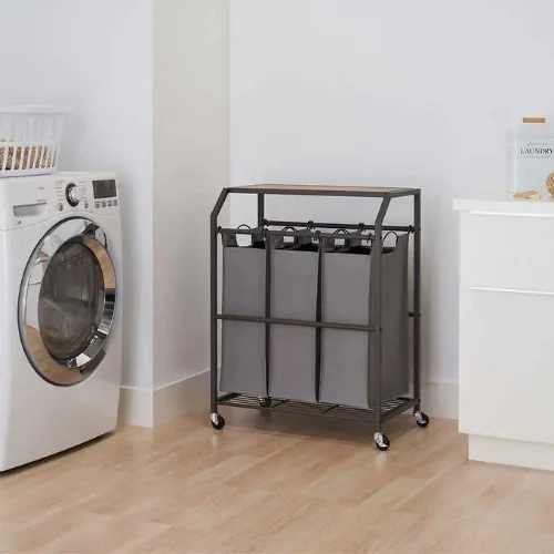 Trinity 3-bag Laundry Cart With Flip-up Top Home Office Garden | HOG-Home Office Garden | HOG-Home Office Garden