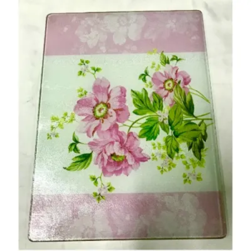 Linsan Floral Glass Tempered Cutting Board - 12x18" Home Office Garden | HOG-Home Office Garden | HOG-Home Office Garden