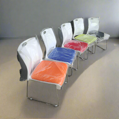 Single Seater Stainless Steel Visitor Chair with Cushion