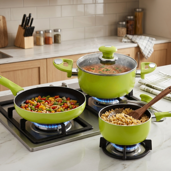 Linsan 5 Piece Aluminum Non-stick Cookware Set - Lemon
