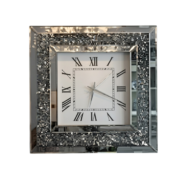 Linsan Diamond Crush Mirrored Wall Clock