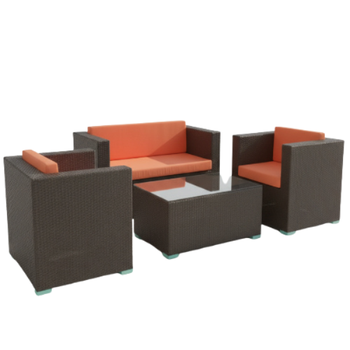 Rattan 5-Piece Cushioned Patio Furniture Set