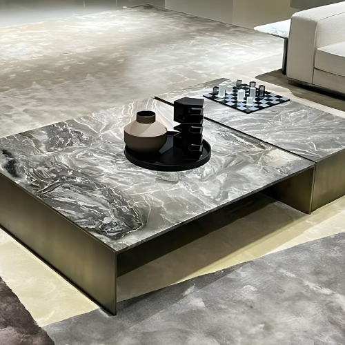 Rectangular Low-Profile Stone Coffee Table with Solid Block Base @HOG - Home, Office, Garden, Online Marketplace