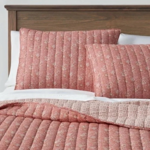Threshold Reversible Printed Voile Paisley Quilt Rose, King - 104" X 92" @HOG - Home, Office, Garden, Online Marketplace