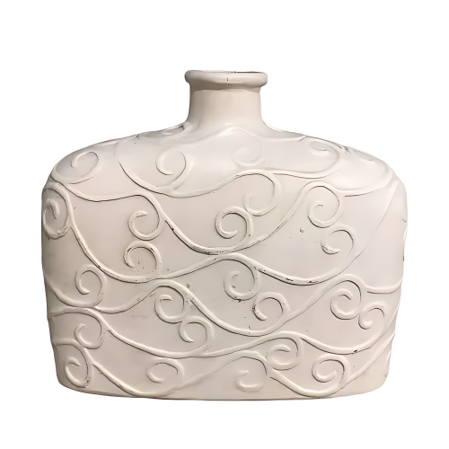 Vintage Flask-like Decorative Ceramic Vase - Off White. Home Office Garden | HOG-HomeOfficeGarden | online marketplace
