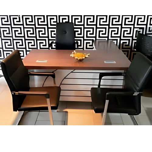 1.6Mtr Office Desk + Leather chairs