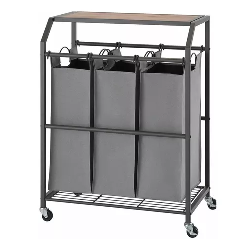Trinity 3-Bag Laundry Cart with Flip-up Top