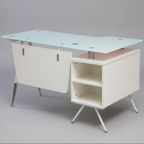 1.6 Metre Glass Top Office Desk - White @HOG - Home Office Garden Online Marketplace