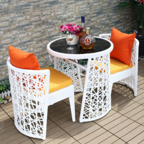 2 Seater Shaggy Round Compact Rattan Bistro Furniture Set. @HOG - Home Office Garden Online Marketplace