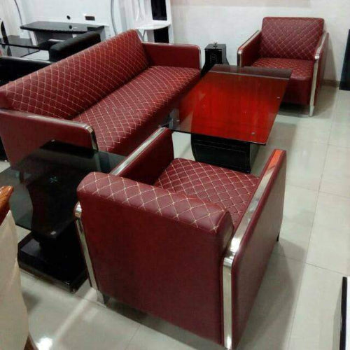 5 Seater Leather Sofa Set - Burgundy @HOG - Home Office Garden Online Marketplace