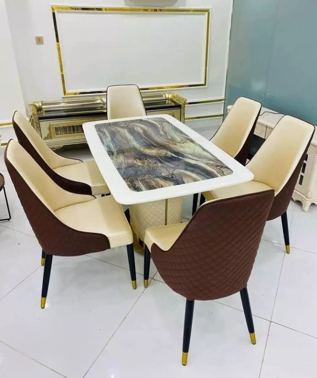 6 Seater Marble Dining Set Home Office Garden | HOG-HomeOfficeGarden | online marketplace