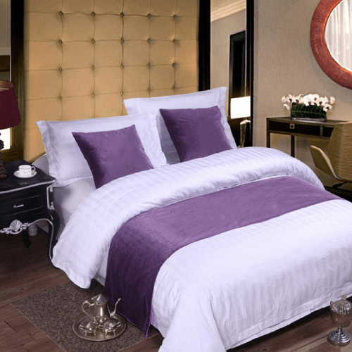 8 Snow White 100% America Cotton Bedding Set with (PURPLE) Bed Runner @HOG - Home Office Garden Online Marketplace