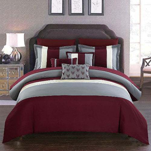 8pc Bedding Set with Duvet Covers & 4 Pillowcases - Burgundy @HOG - Home Office Garden Online Marketplace