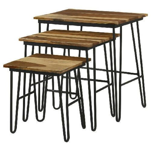 Steve Silver 3-piece Nesting Table with Hairpin Legs Natural and Black Home, Office, Garden online marketplace