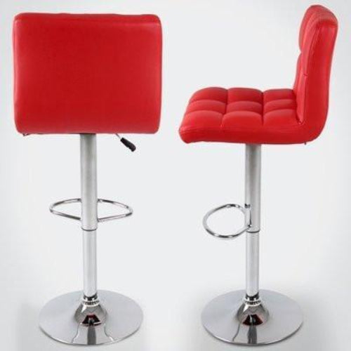 Backrest Chrome Faux Leather Kitchen Breakfast Barstool Swivel - Red @HOG - Home Office Garden Online Marketplace