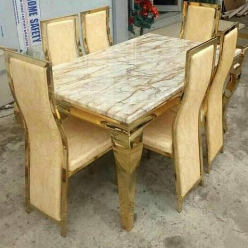 Dining Marble Table with 6 Sitting Chairs @HOG - Home Office Garden Online Marketplace