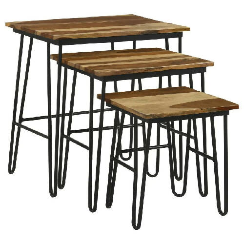 Steve Silver 3-piece Nesting Table with Hairpin Legs Natural and Black Home, Office, Garden online marketplace