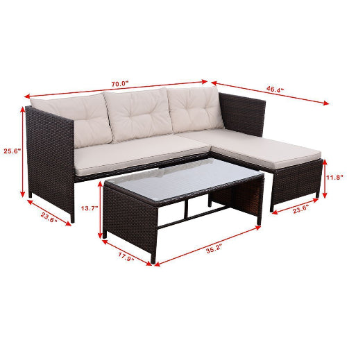 Goplus 3 PCS Rattan Lounge Chaise Cushioned Patio Set. @HOG - Home Office Garden Online Marketplace