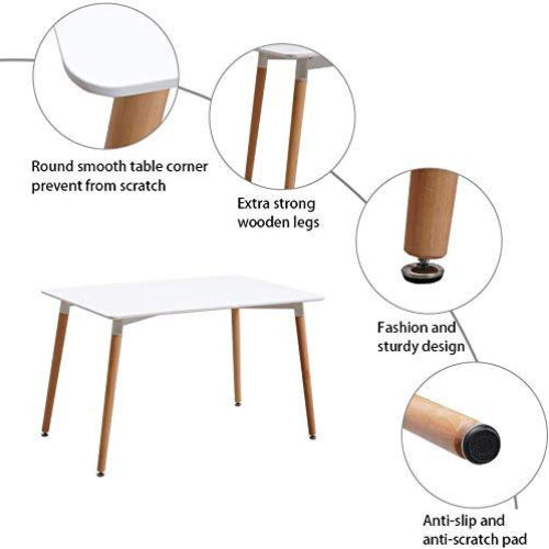 KOSY KOALA White Wood Style Rectangular Wooden Dining Table and 4 Chairs Set @HOG - Home Office Garden Online Marketplace