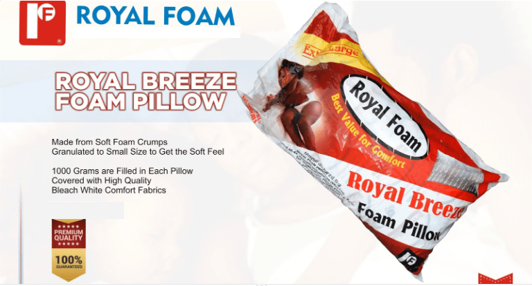 Royal Breeze Foam Pillow - 1000Grms - Quilted (Lagos Only) @HOG - Home Office Garden Online Marketplace